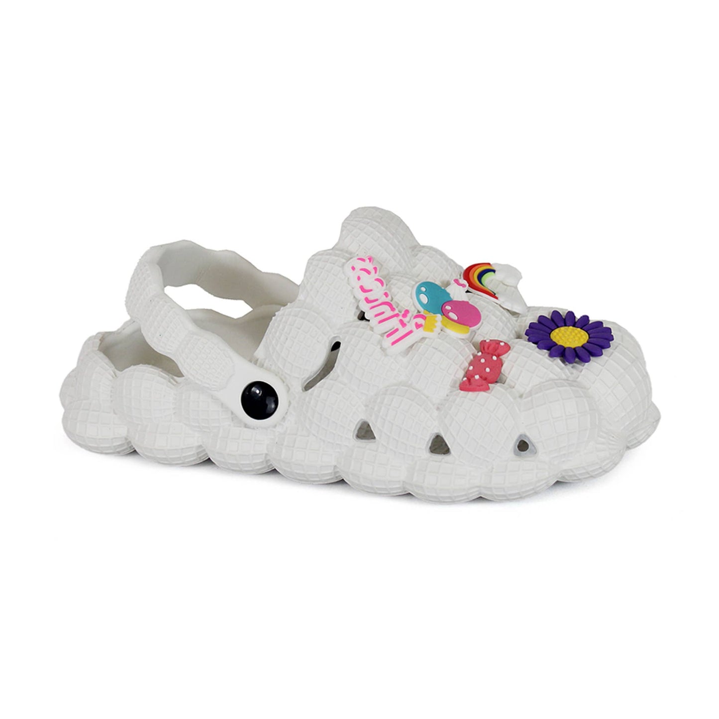 Girls Bubble spa slippers with Badges sandals: White
