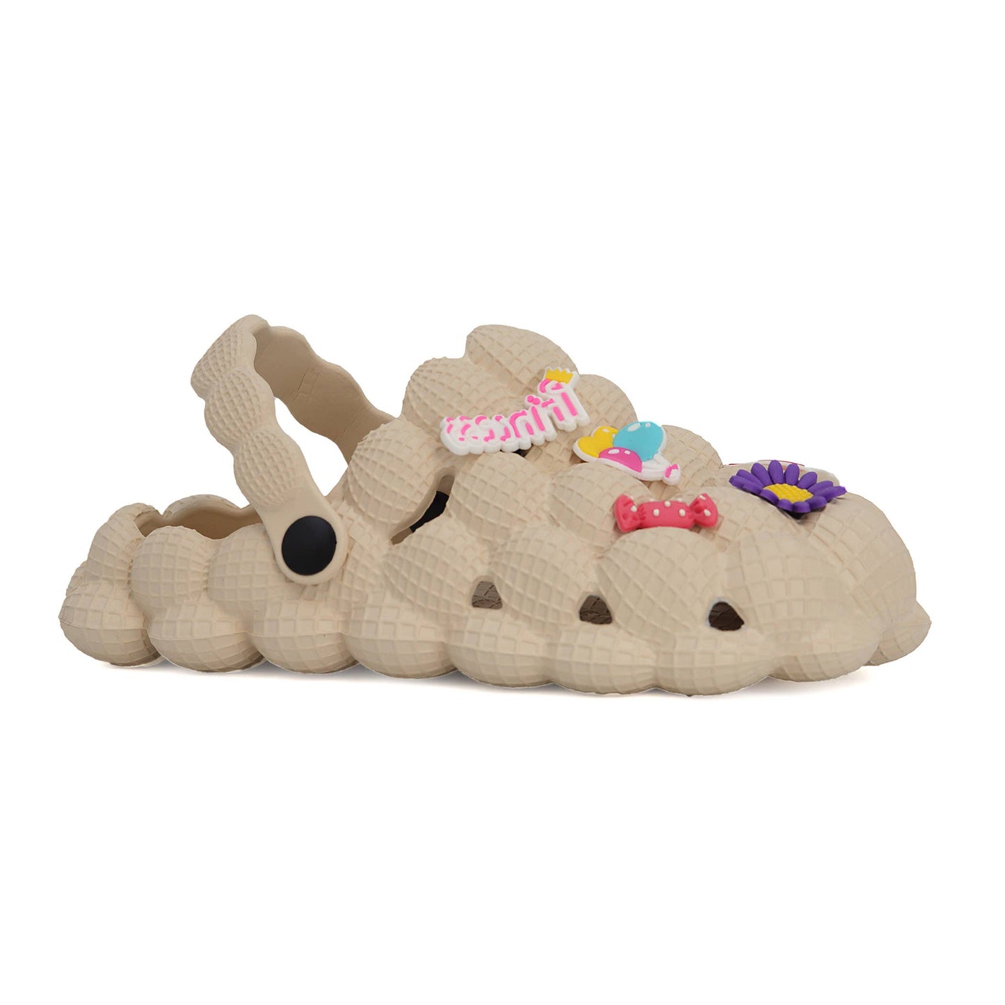 Girls Bubble spa slippers with Badges sandals: White