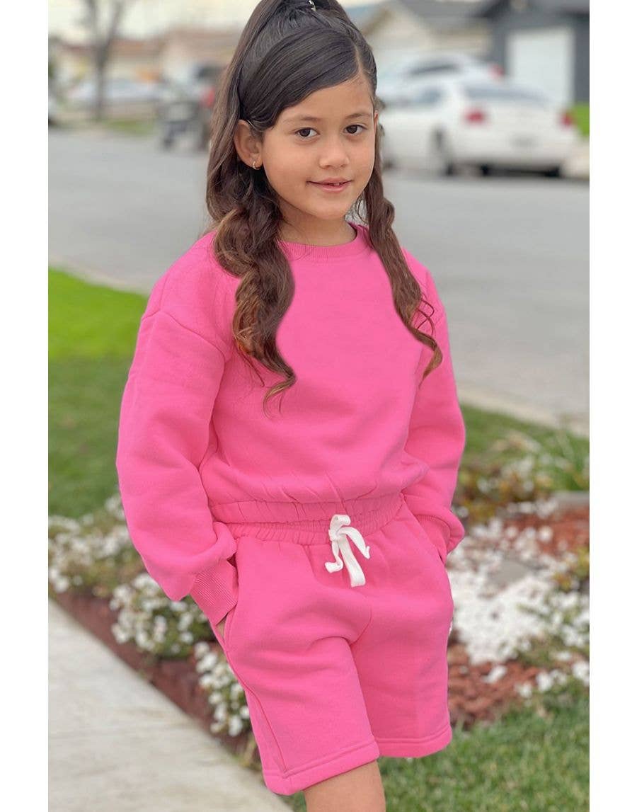 Girl's 2pc Short Jog Set : Sage