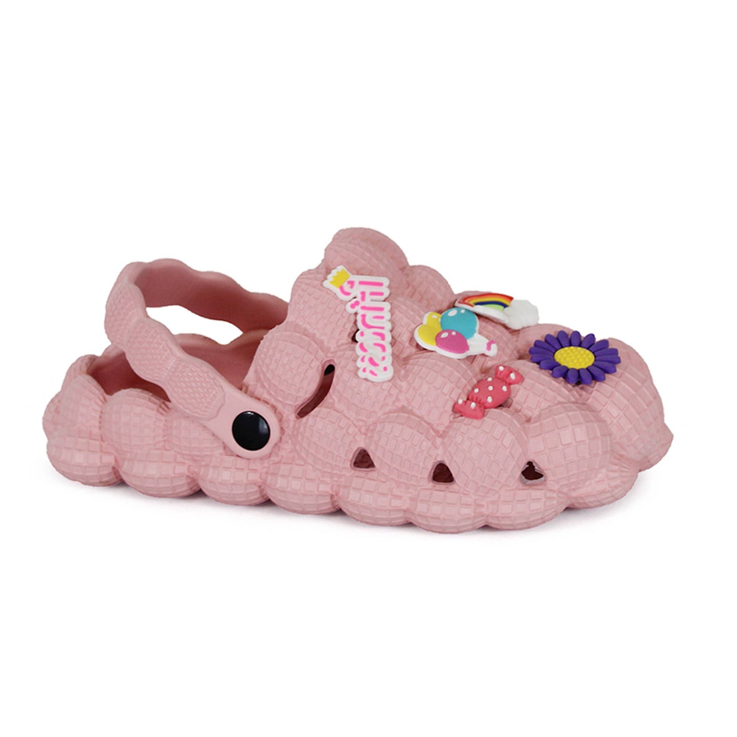 Girls Bubble spa slippers with Badges sandals: White