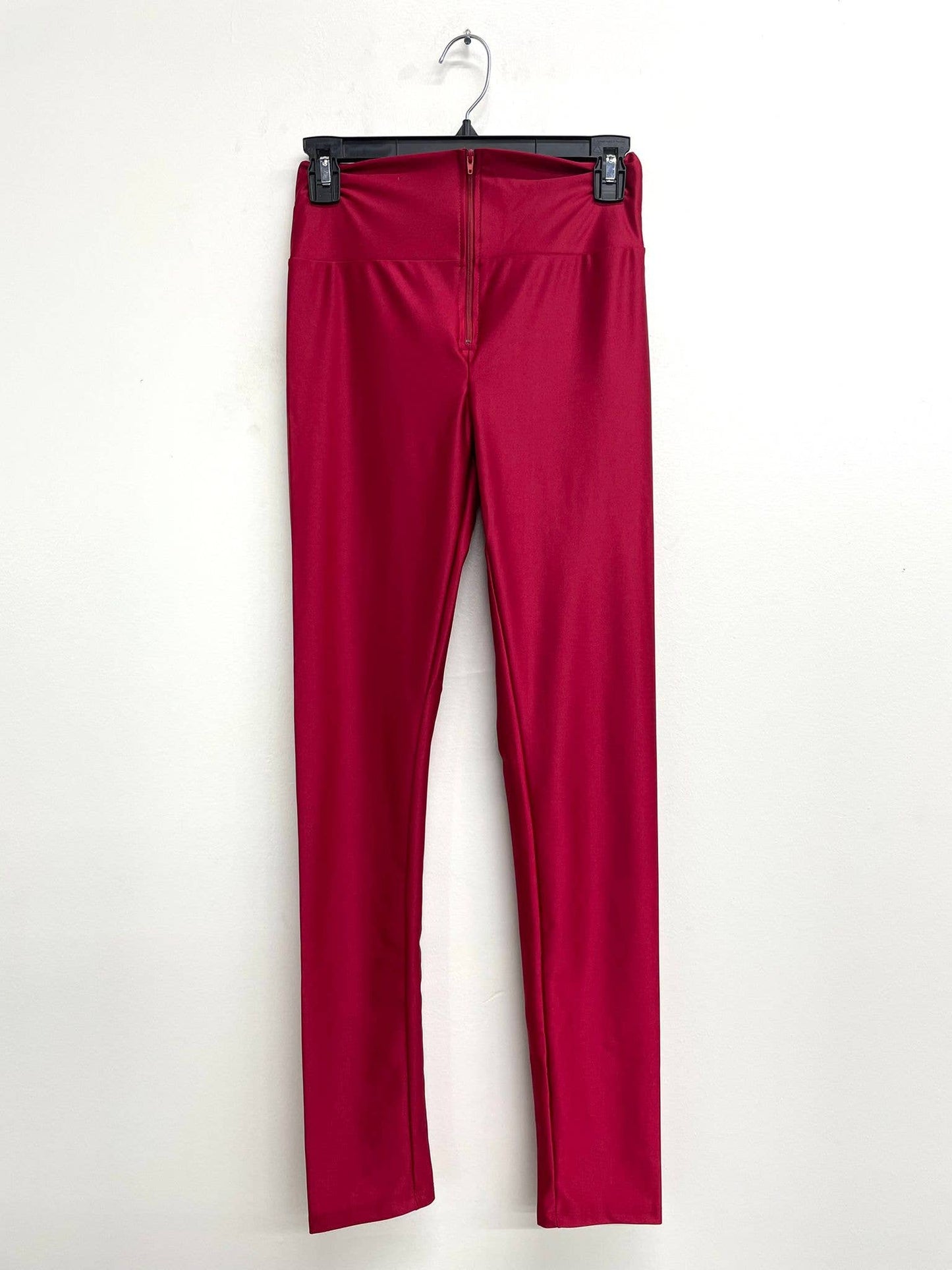 High Waist Zipper Leggings Dark Colors: RED