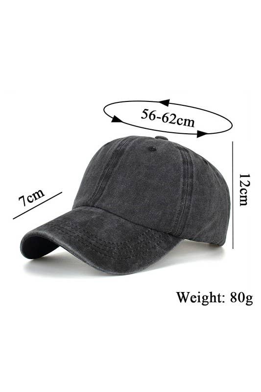 WASHED BRUSHED COTTON VINTAGE BASEBALL CAP GRAY