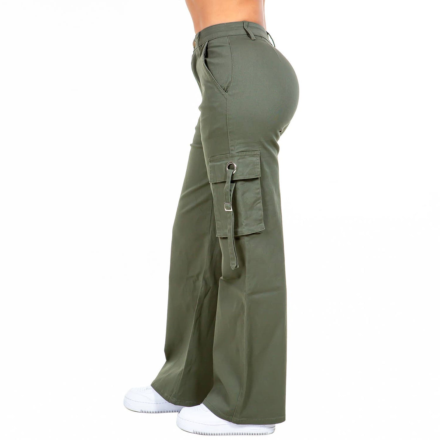 WIDE LEG PANTS OLIVE