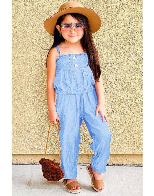Toddler's 2pc Denim Chambray Pant Set: Blue Denim