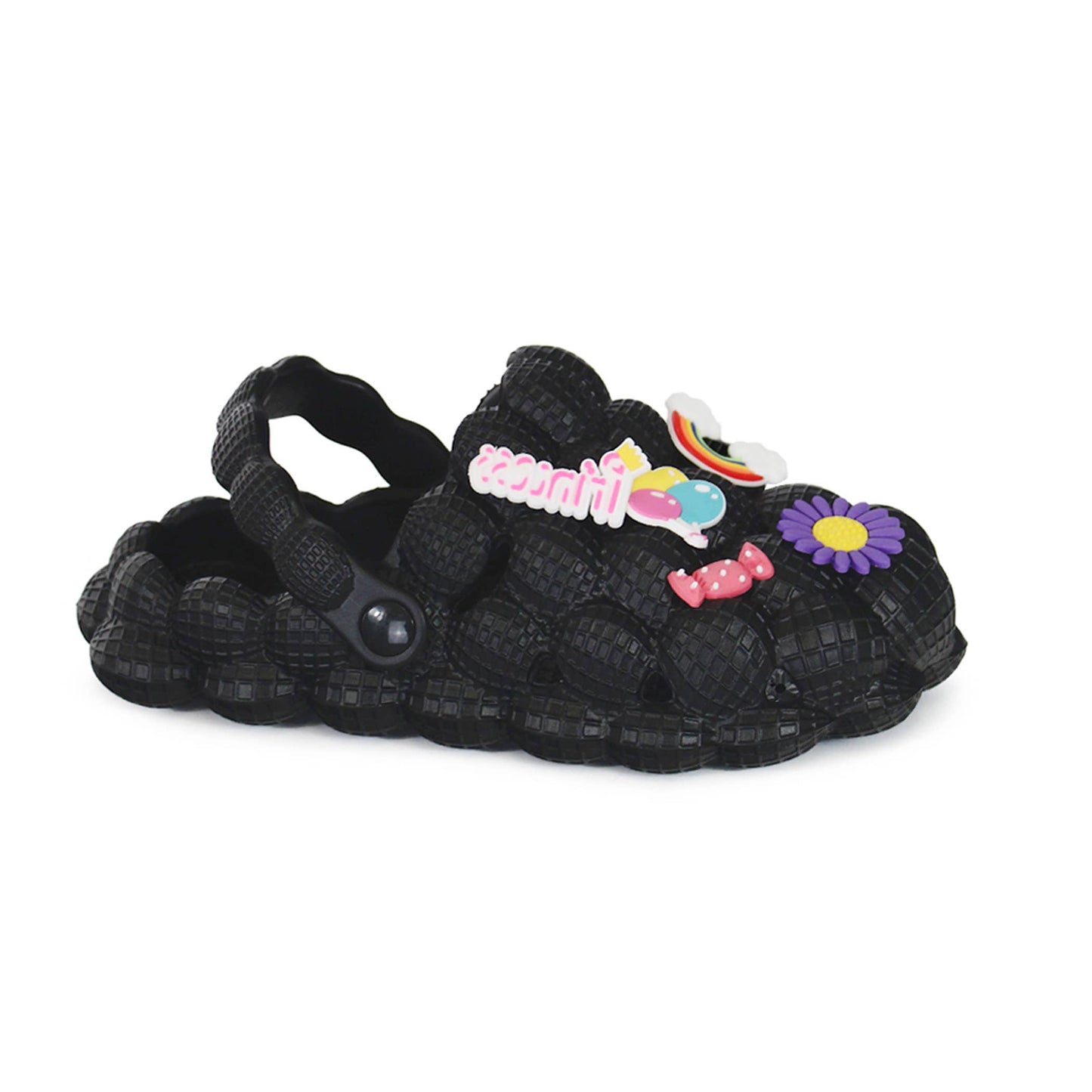 Girls Bubble spa slippers with Badges sandals: White