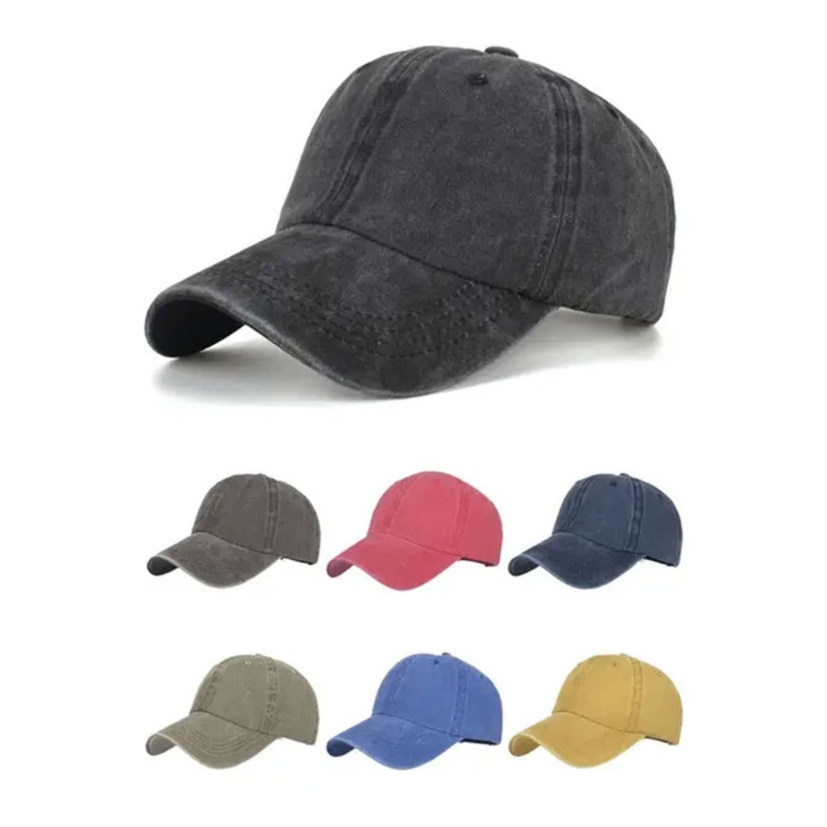 WASHED BRUSHED COTTON VINTAGE BASEBALL CAP GRAY