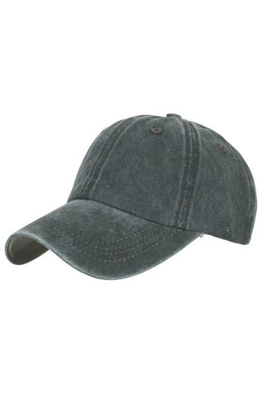 WASHED BRUSHED COTTON VINTAGE BASEBALL: BLACK / (OS)
