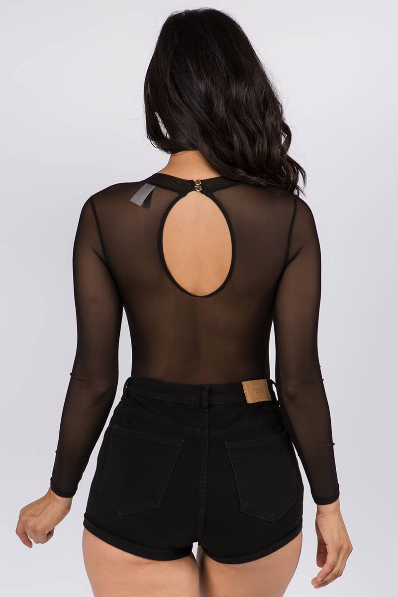 Mesh Mock Neck Bodysuit: