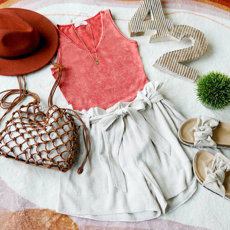 Washed Cotton Bodysuit w/ snap button closure