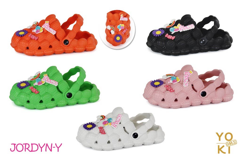 Girls Bubble spa slippers with Badges sandals: White