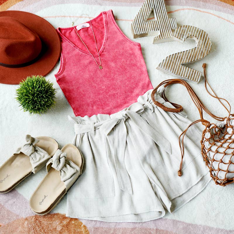 Washed Cotton Bodysuit w/ snap button closure