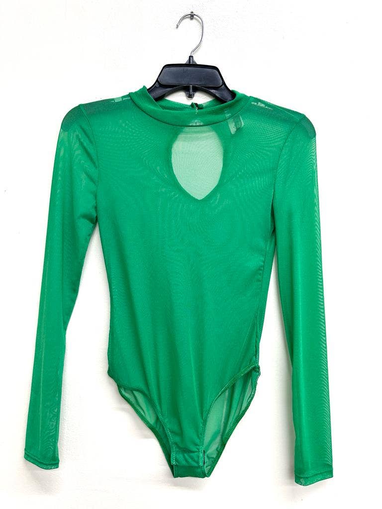 Mesh Mock Neck Bodysuit: