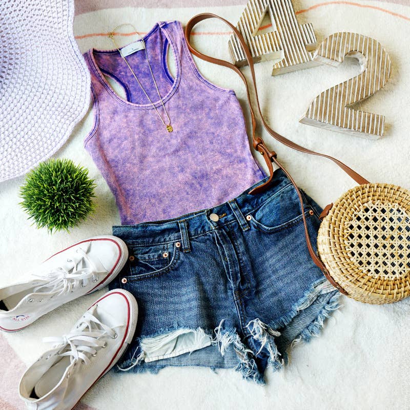 Washed Cotton Bodysuit w/ snap button closure