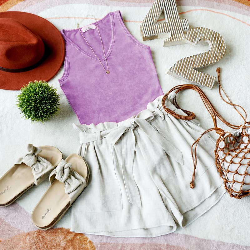 Washed Cotton Bodysuit w/ snap button closure