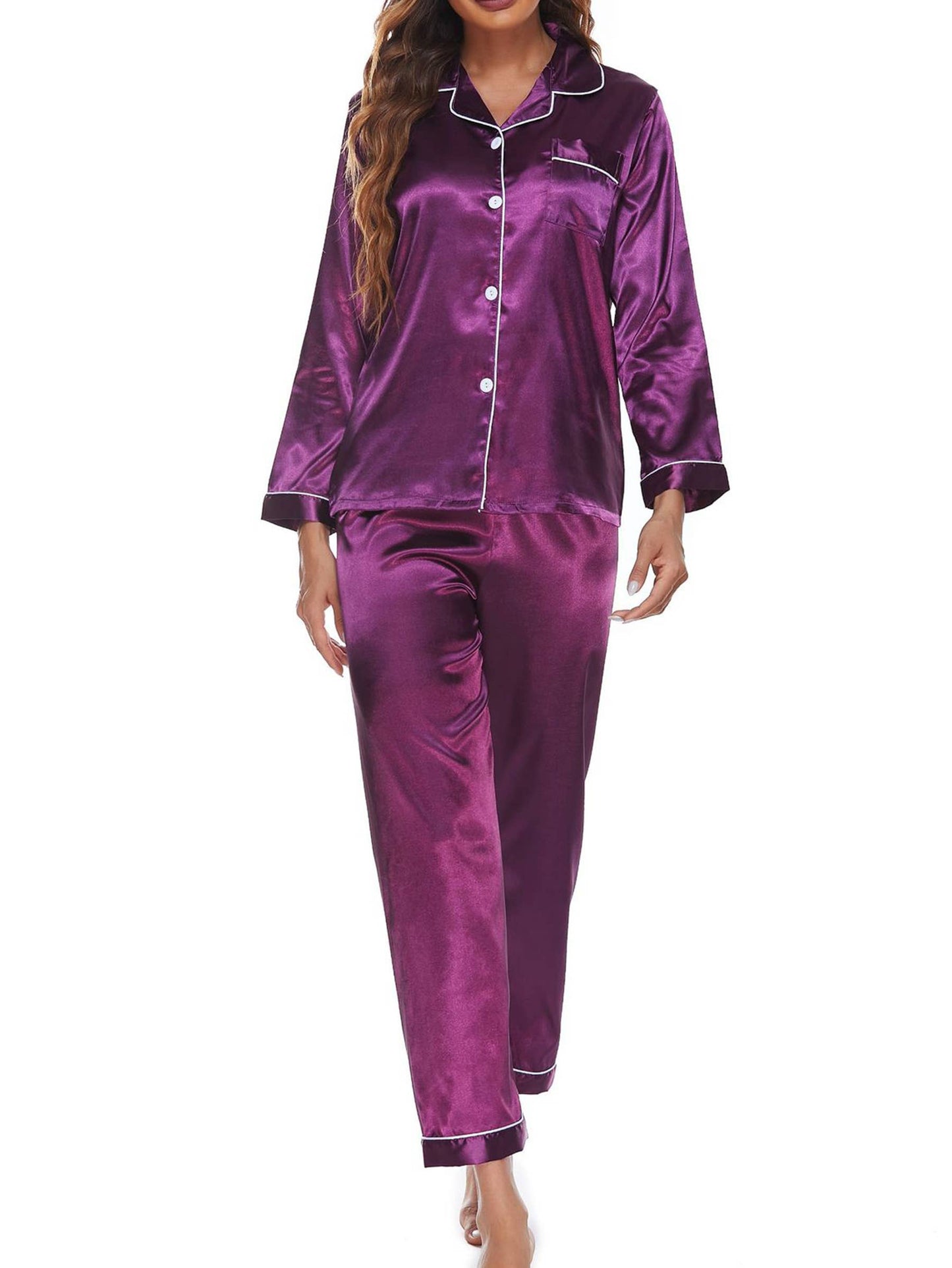 Button Up Pajamas for Women Long Sleeve Soft Set:Champagne