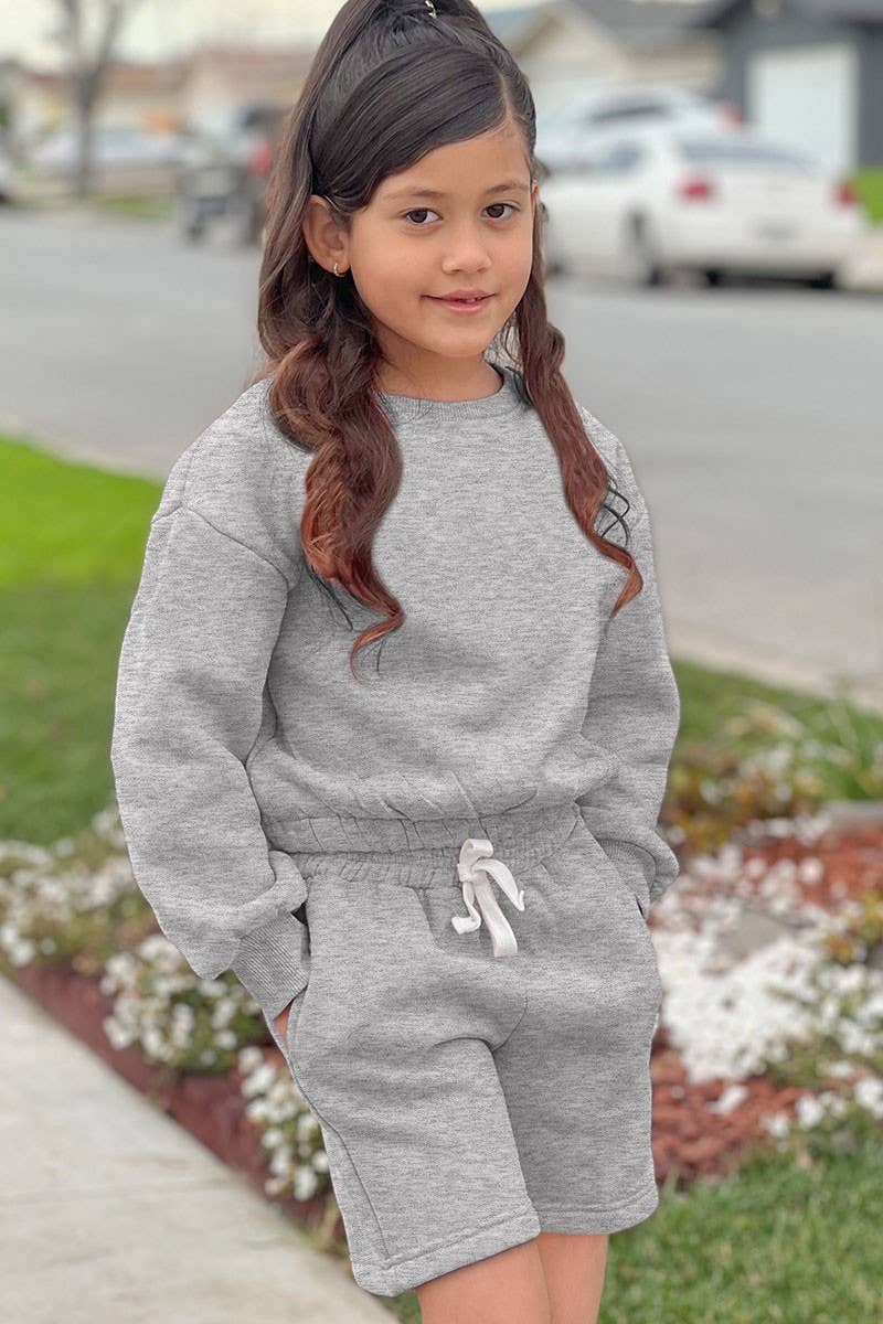 Girl's 2pc Short Jog Set : Sage