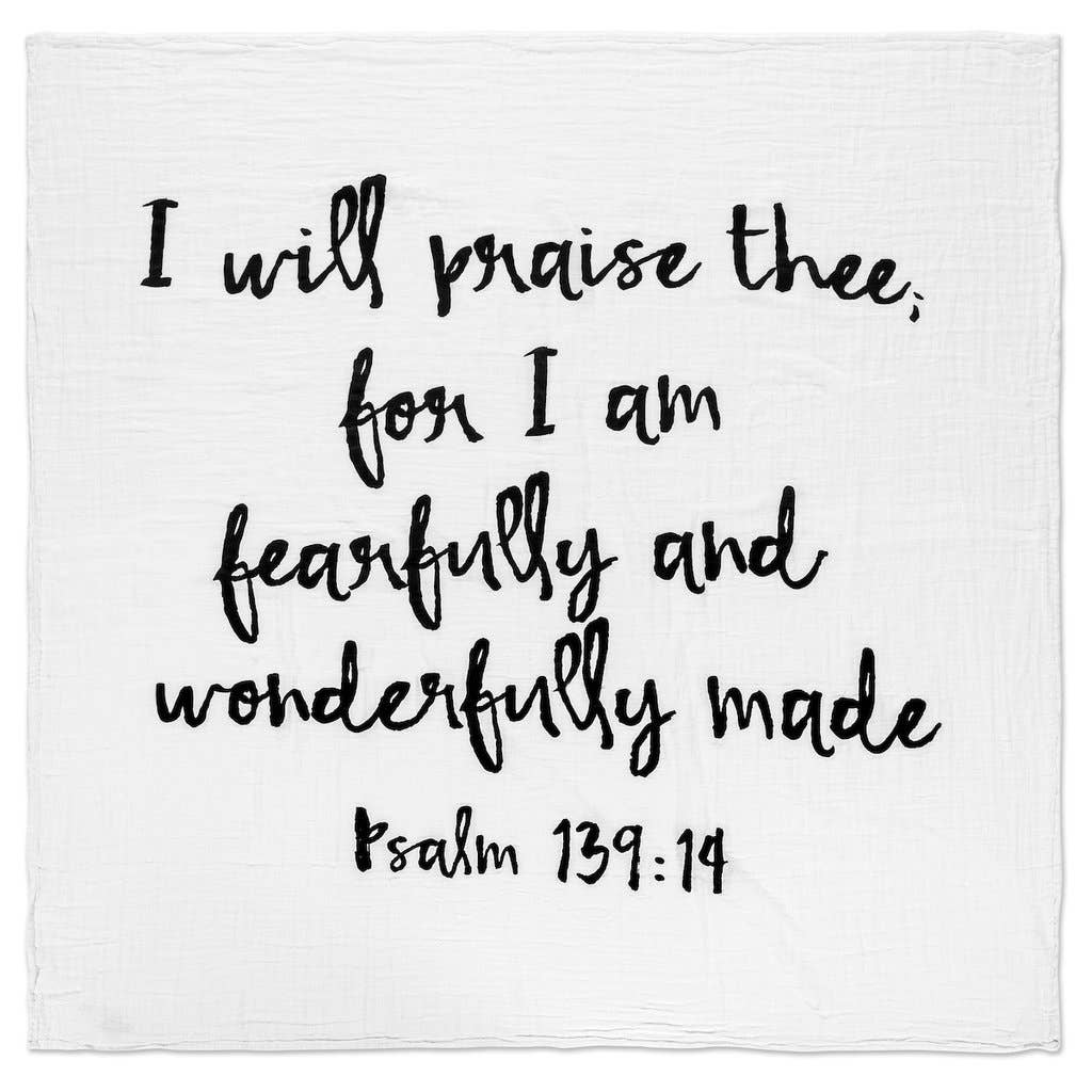 Modern Burlap - Organic Swaddle Blanket- Psalm 139:14 (New)