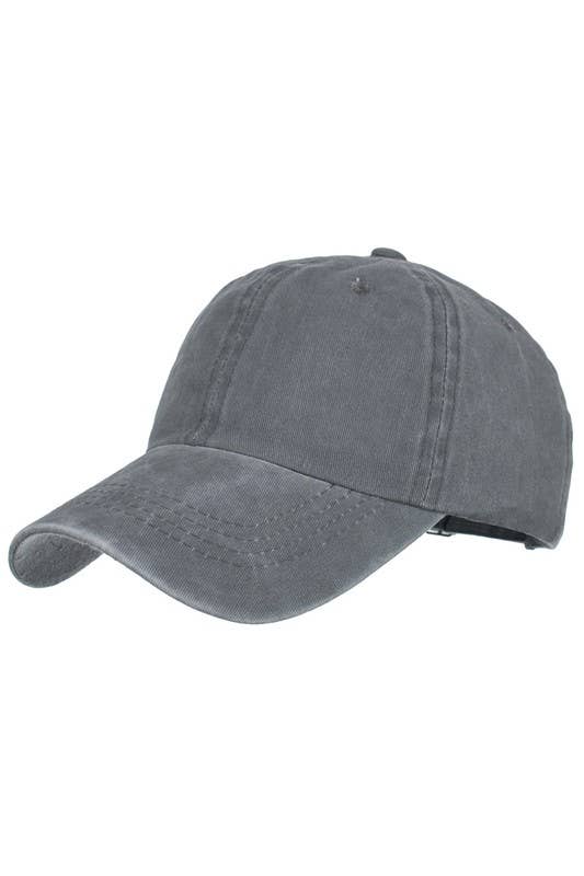 WASHED BRUSHED COTTON VINTAGE BASEBALL CAP GRAY