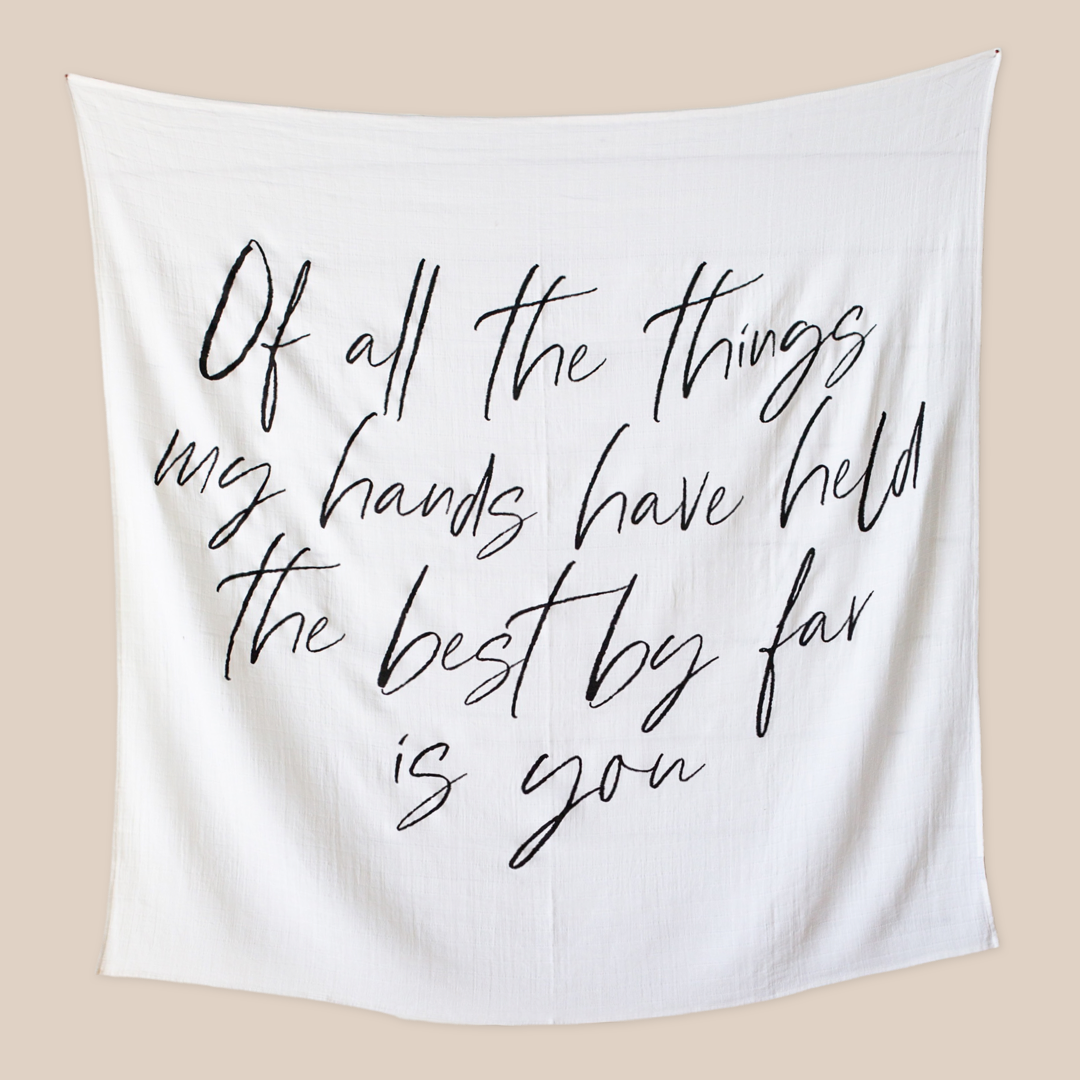 Modern Burlap - Organic Swaddle Blanket- Of all the things
