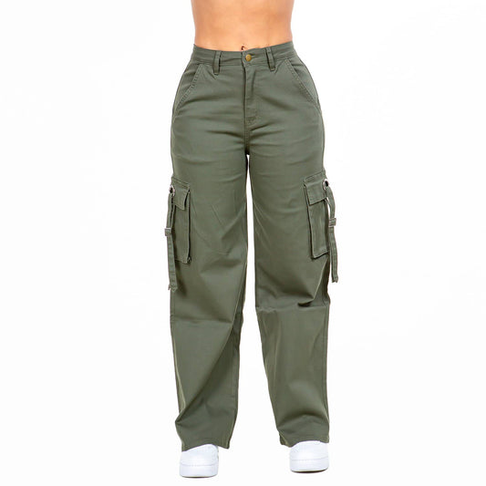 WIDE LEG PANTS OLIVE