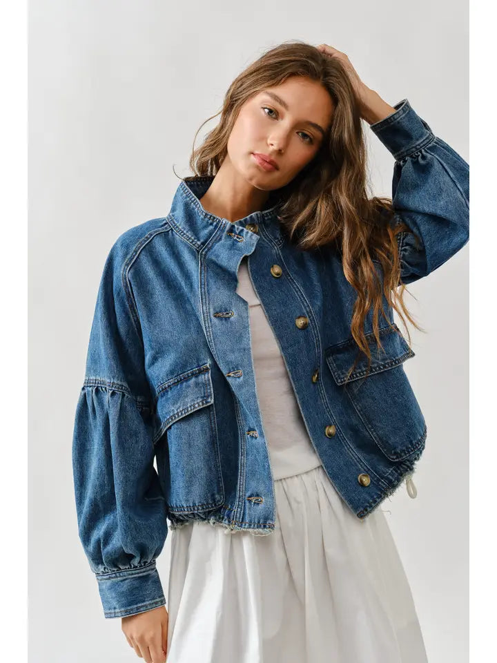 Balloon Sleeve Denim Jacket
