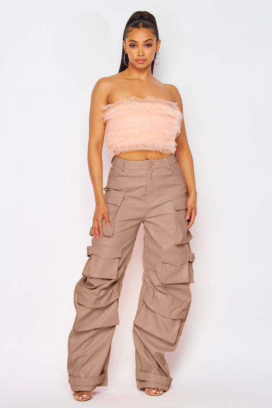 CARGO RELAX FIT PANTS: Mocha