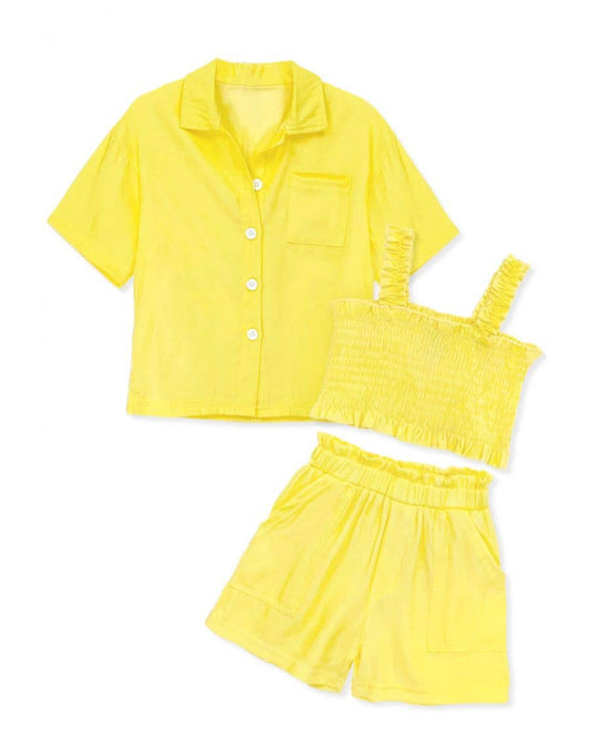 Toddler's 3pcs Short Set w/ Smocked Top