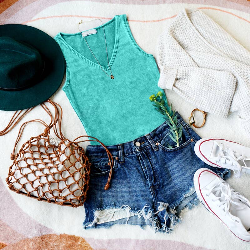 Mocha Washed Cotton Bodysuit w/ snap button closure: