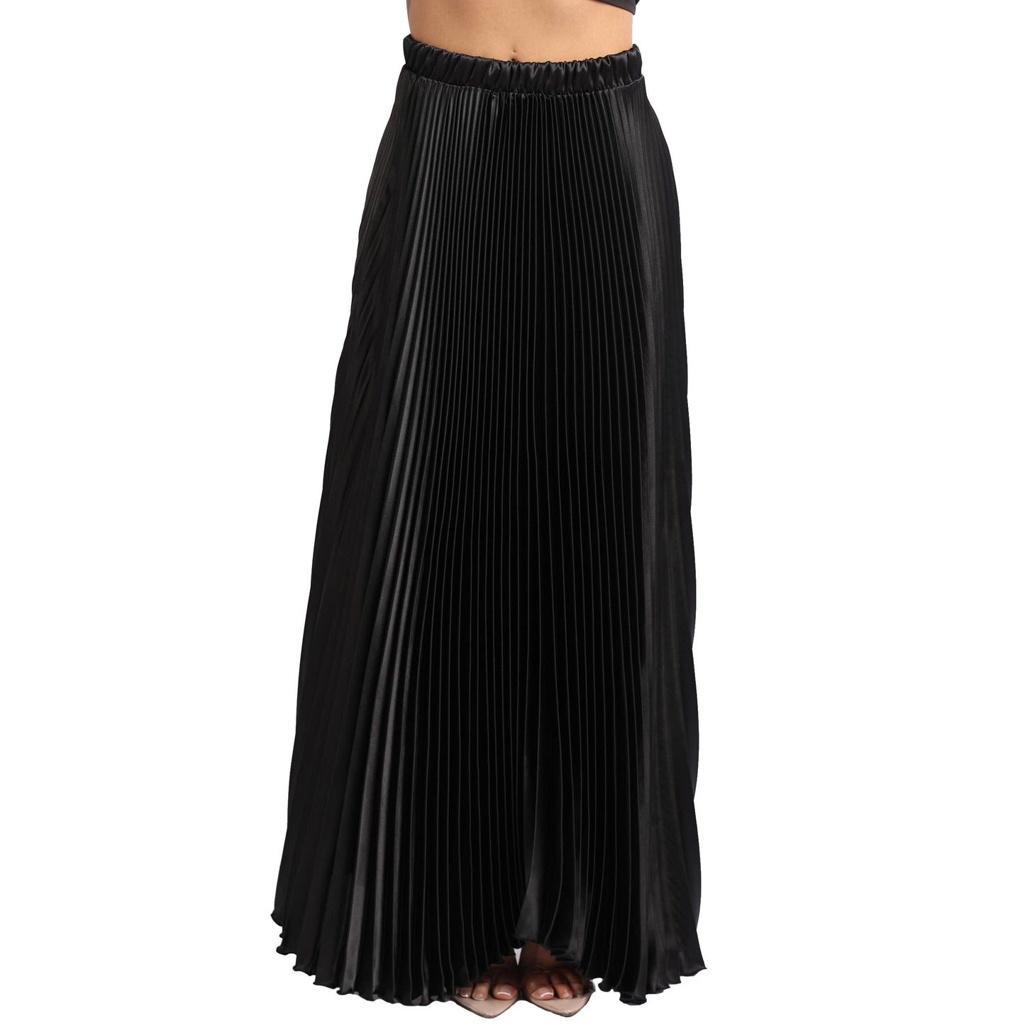 K Too - Pleated satin maxi skirt
