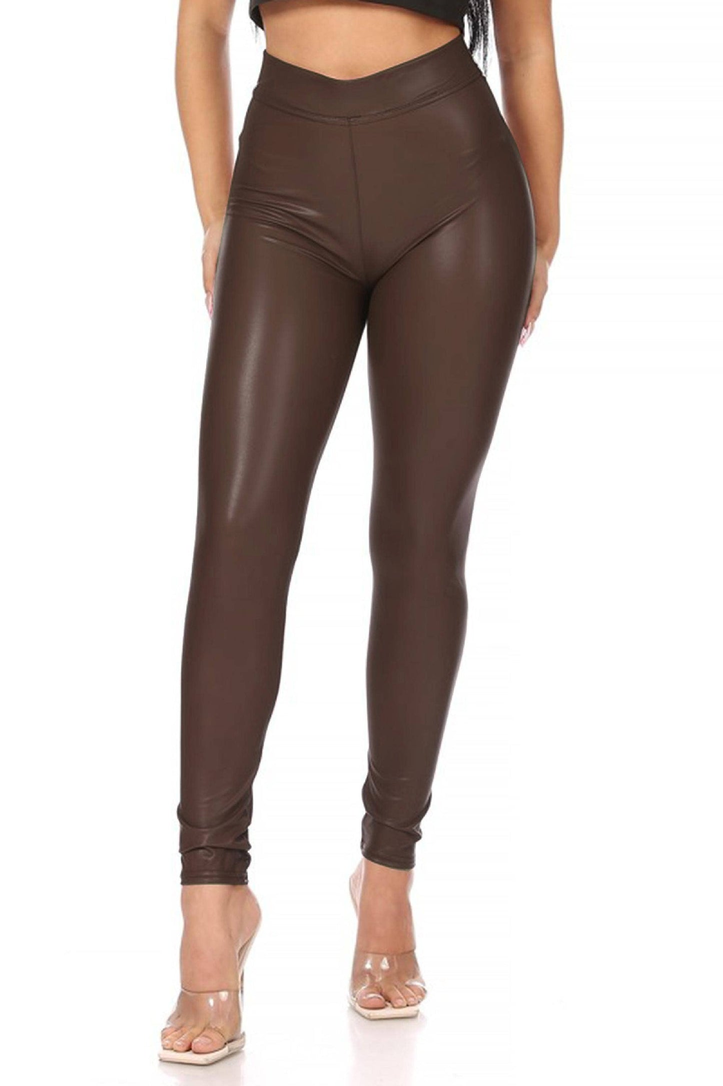MOA COLLECTION - Women's Solid Faux Leggings