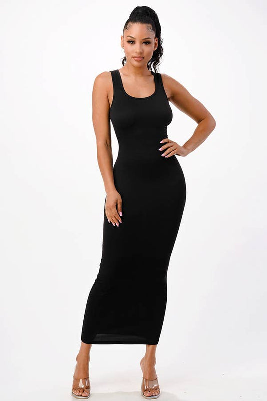 Solid Color Muscle Tank Maxi Dress