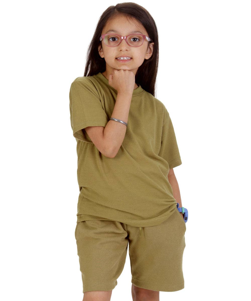 Trendy Toggs - Kids Olive Green T-shirt and Shorts Set