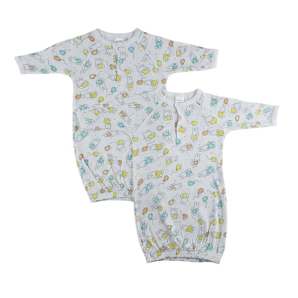 Bambini Infant Wear inc. - 2 Pack - Bambini Boys Print Infant Gowns - Bunny Print