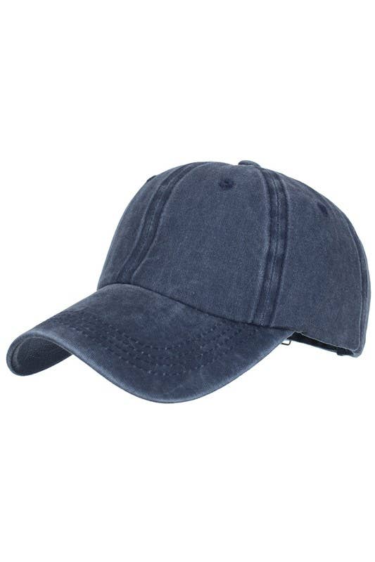 WASHED BRUSHED COTTON VINTAGE BASEBALL CAP_NAVY