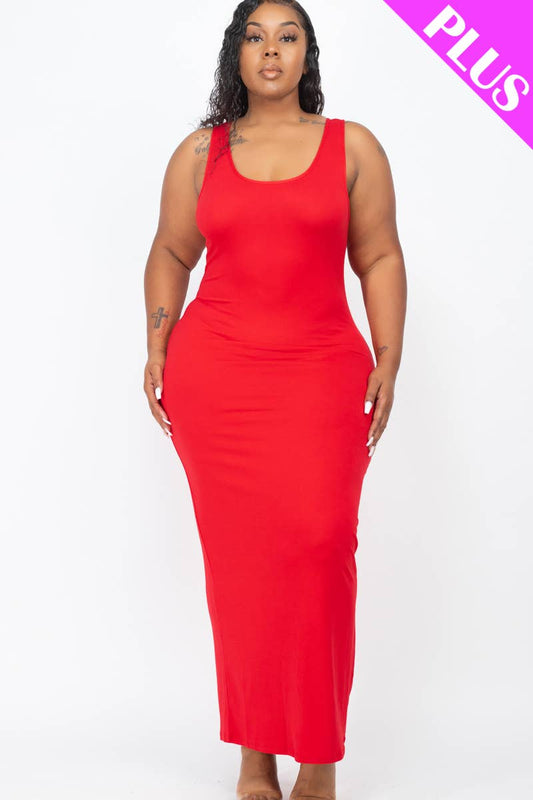 CAPELLA APPAREL - Plus Size Sleeveless Basic Maxi Dress